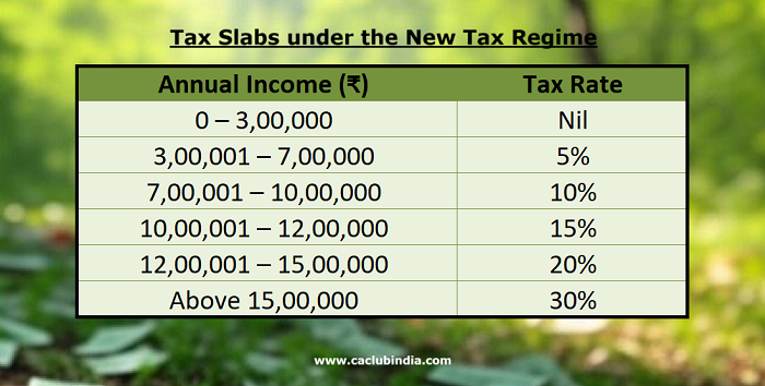 Revised Income Tax Slabs under the New Tax Regime