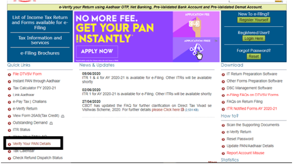 Know your PAN Card Details, Name, and DOB