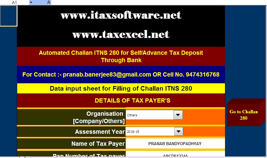 Excel Based Auto fill Challan 280
