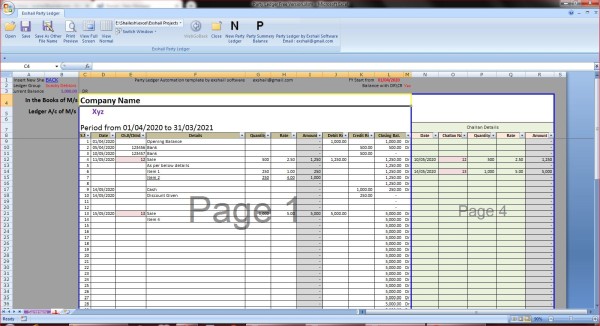 party ledger in excel format with automation accounts others timeline schedule