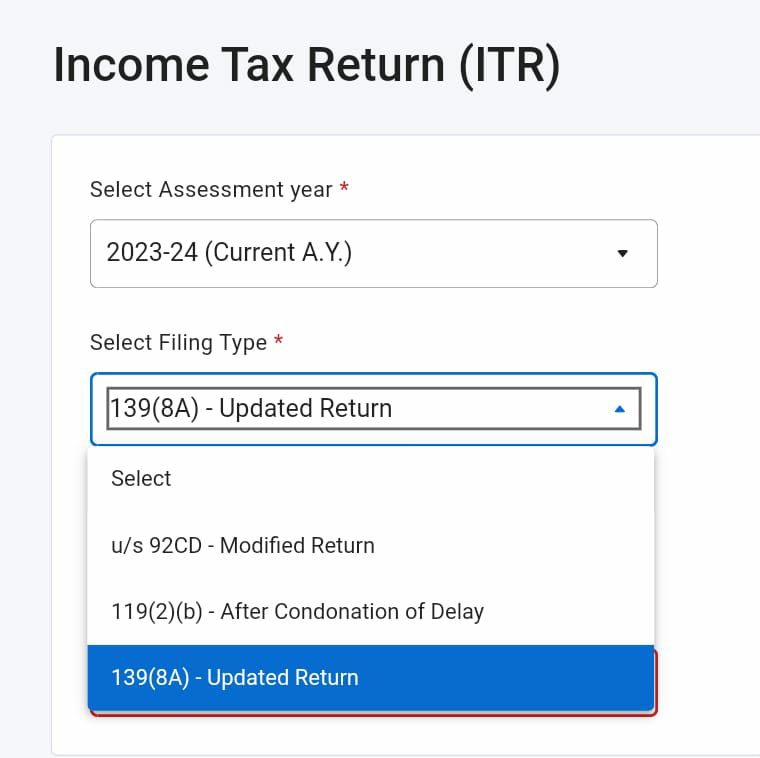 ITR-U Now Available on the Portal for AY 2023-2024