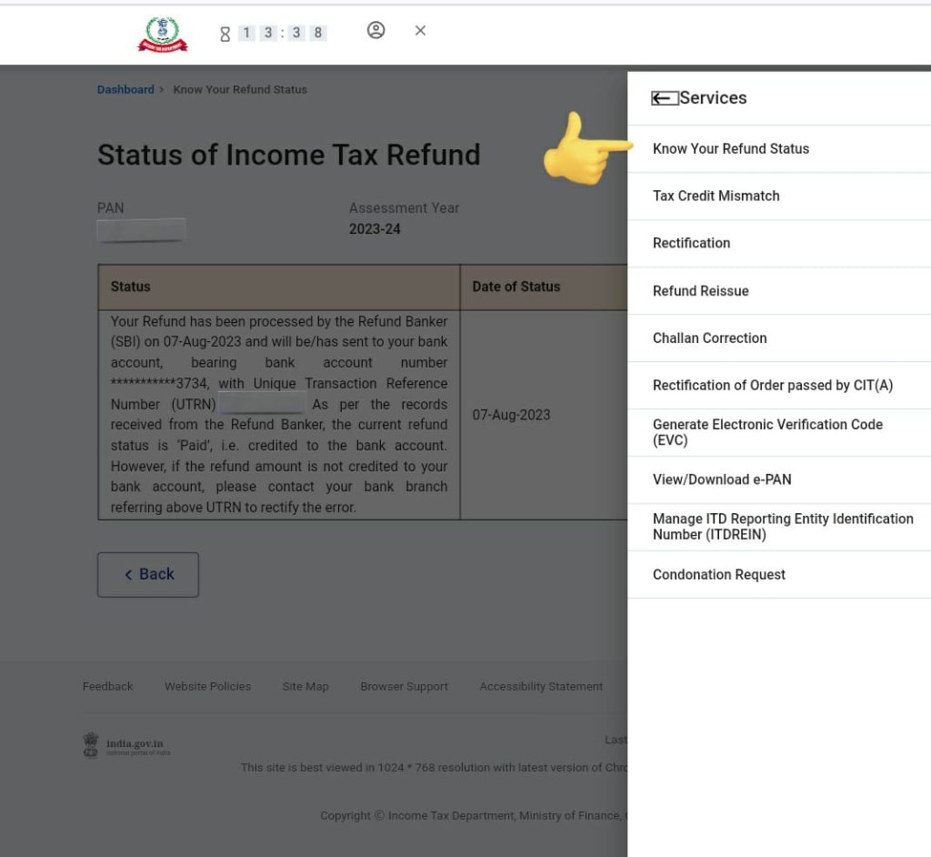 Income Tax Portal | 'Know Your Refund Status' Functionality Moved to Post-Login Mode