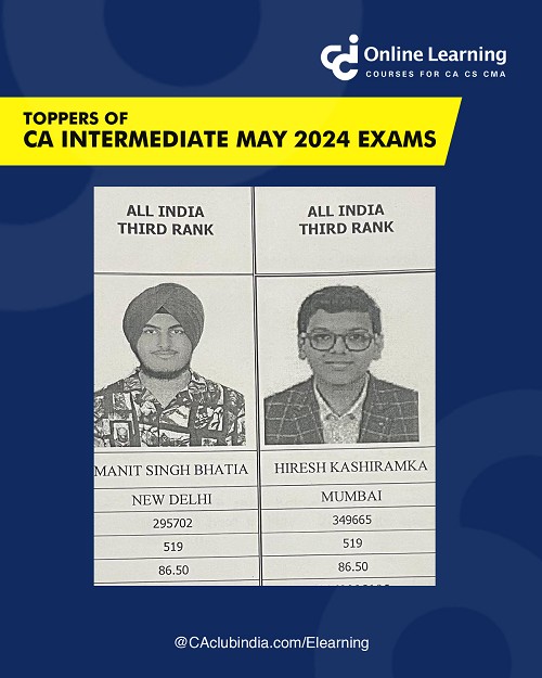 Toppers of CA Intermediate Examination held in May 2024